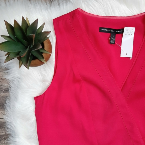 NWT White House Black Market Red sleeveless blouse - Picture 4 of 8